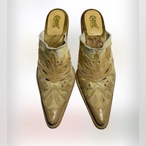 CARLOS SANTANA Rodeo Leather Cowboy Clog Mules Size 10